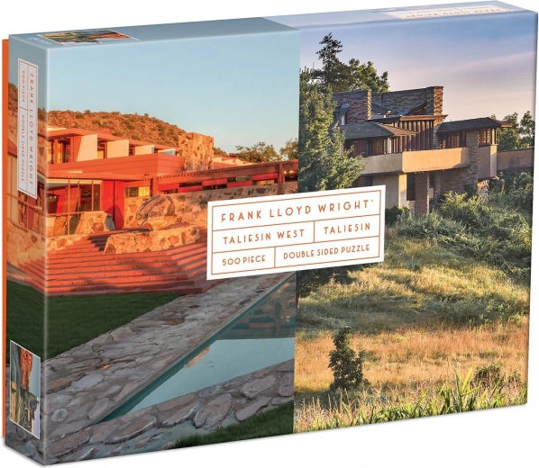 Puzzle dublu față-verso Frank Lloyd Wright: Taliesin și Taliesin West, 500 piese
