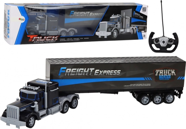 Set amuzant de camion remote-control cu lumini LED 27MHz albastru