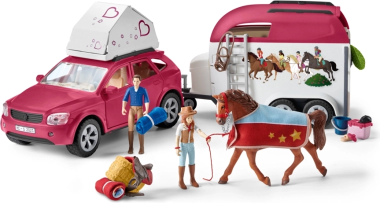 Schleich Horse Club SUV de aventură cu remorcă pentru cai și figurine