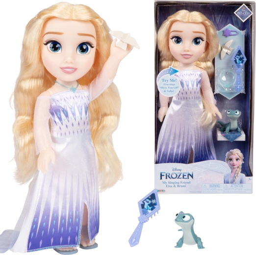 Păpușă cântăreață Disney Princess Elsa din Regatul de gheață cu Bruni, 35 cm
