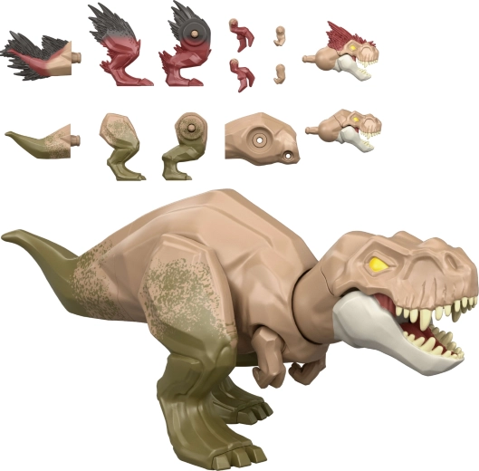 Mattel Jurassic World Mayhem Mix-Ups 2 în 1 figurină dinozaur Tyrannosaurus rex