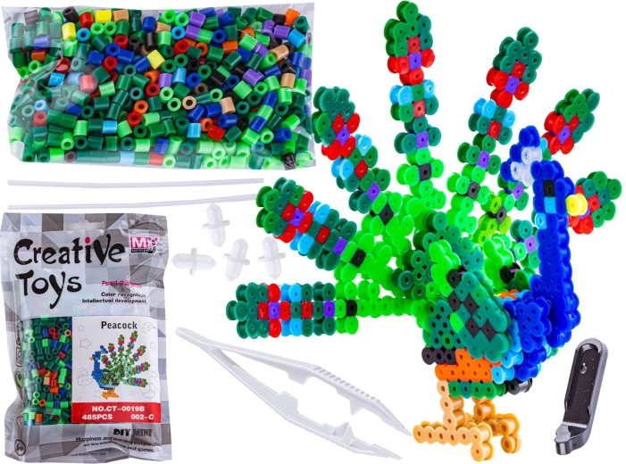 Mărgele de călcat 3D – păun în plic