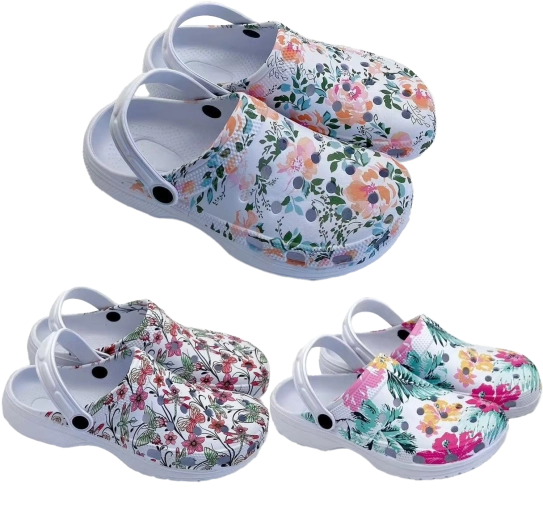 Papuci de grădină din spumă EVA cu model floral, mărimi 35–40