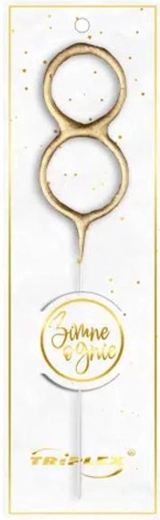 Scânteietoare cifra 8, aurie, 16,5 cm