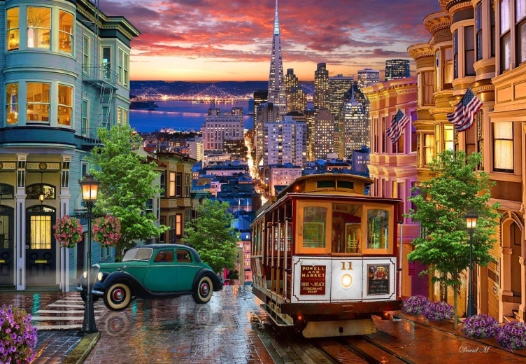 Puzzle Tramvai în San Francisco 1000 piese