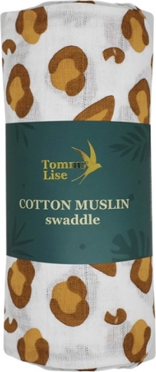 Tommy Lise scutec de muselină din bumbac leopard alb 120 × 120 cm