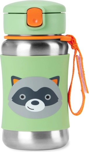 Skip Hop Spark Style sticlă din oțel inoxidabil cu pai pentru apă ursuleț raton 350 ml 12m+