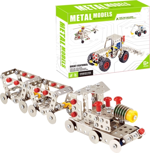 Set de construcție metalic tren, 277 piese