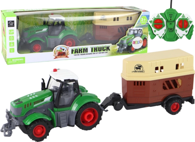 Tractor RC cu remorcă pentru animale 1:24