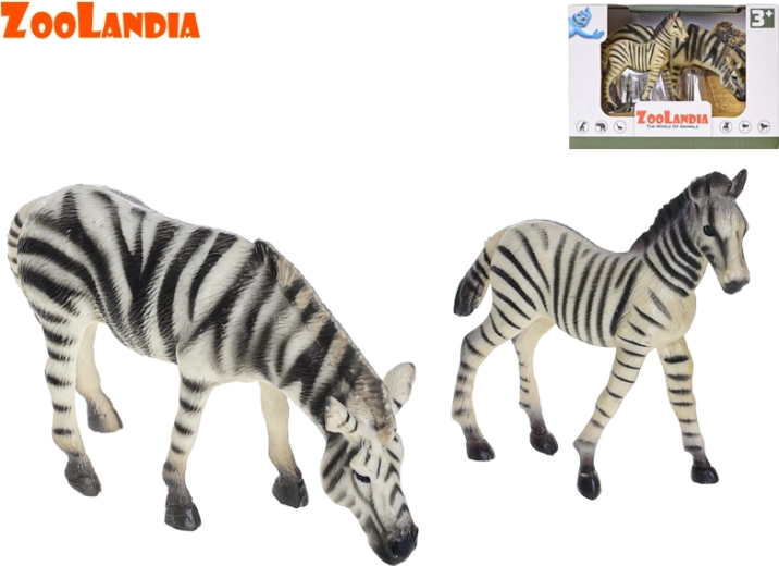 Zebră cu pui – set de figurine din plastic ZOOLANDIA