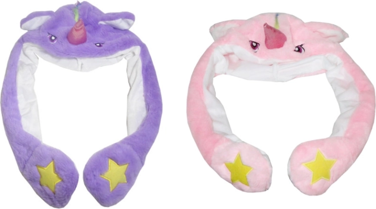 Căciulă din pluș pentru copii unicorn cu urechiușe mobile