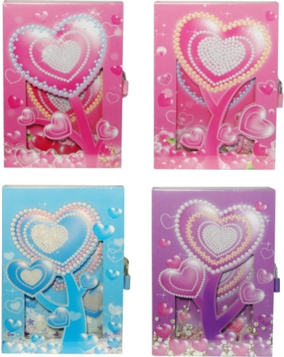 jurnal colorat cu inimioară și lacăt, copertă tare