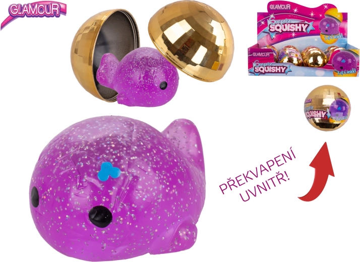 Glamour minge sclipitoare cu surpriză – animaluț antistres extensibil