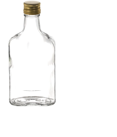 Sticlă plată 250 ml cu capac cu filet Fi 28 (pachet 12 buc.)