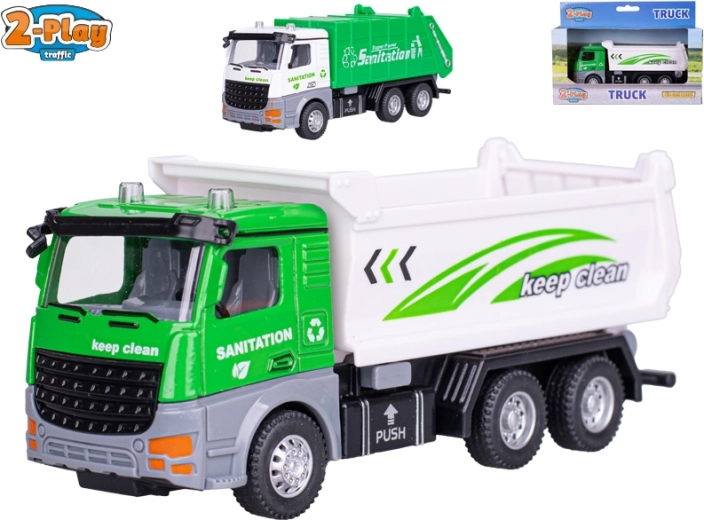 2-Play Traffic camion de gunoi cu mecanism de întoarcere 14,5 cm