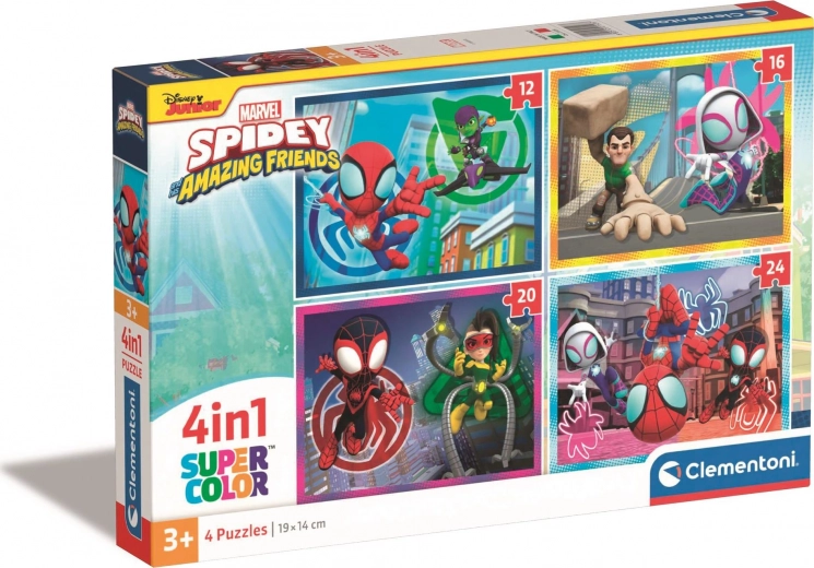 CLEMENTONI Puzzle Spidey și prietenii lui uimitori 4 în 1 (12+16+20+24 piese)