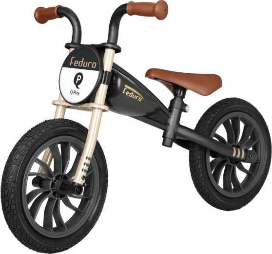 Bicicletă de echilibru QPLAY Feduro black/golden pentru copii 3–6 ani