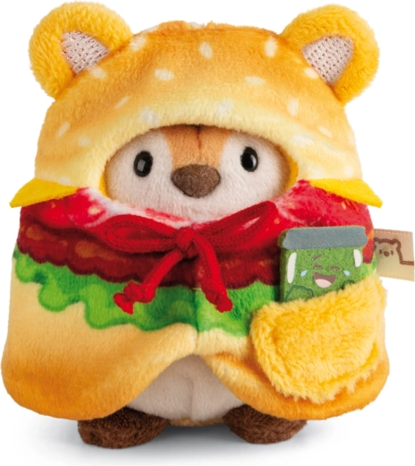 Nici MyMochi tigrușul de pluș Tiggy 8 cm cu costum de hamburger și mini castravete, set cadou