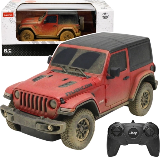 Rastar JEEP Wrangler Rubicon Muddy 1:24 RC – mașină off-road roșie cu telecomandă