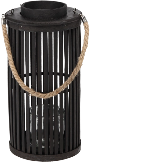 Lampion din lemn 40 × 20 cm, negru