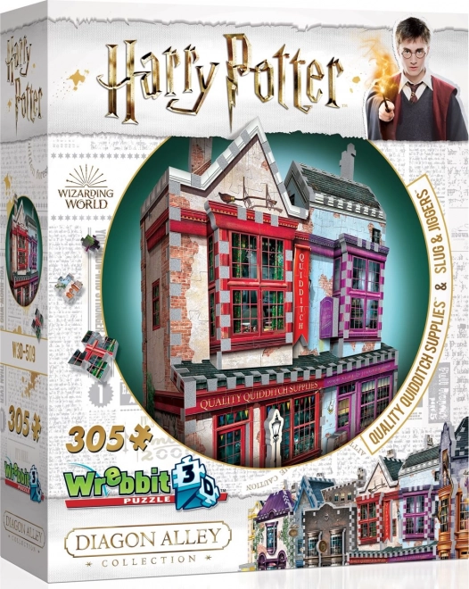 Puzzle 3D Harry Potter: Quality Quidditch Supplies și Slug & Jiggers Apothecary, 305 piese
