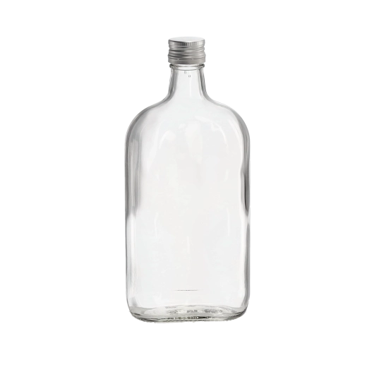 Sticlă plată din sticlă 500 ml cu capac filetat din aluminiu