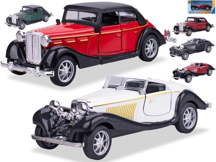 Model metalic de mașină istorică 1:36 cu mecanism de întoarcere, 11,5 cm