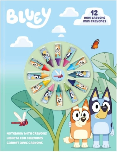 Caiet BLUEY cu 12 creioane colorate mini