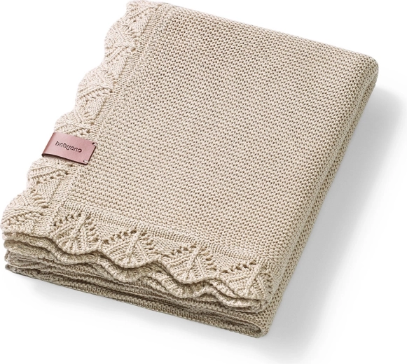 Pătură tricotată din bambus Babyono Light Beige 75 × 100 cm