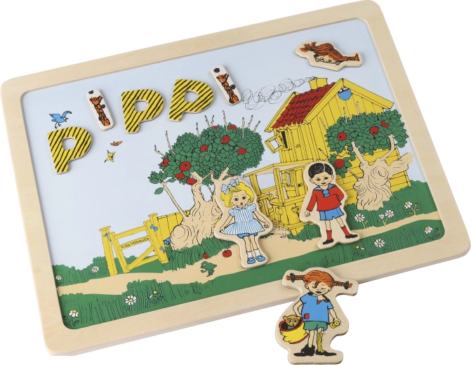 Tablă magnetică reversibilă cu litere și imagini Pippi