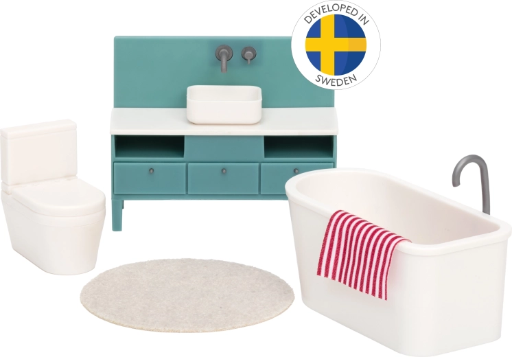 Set de bază de mobilier pentru baie Lundby pentru casa de păpuși