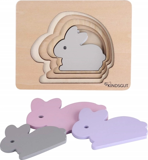 KindsGut puzzle din lemn cu piese de inserat – iepuraș