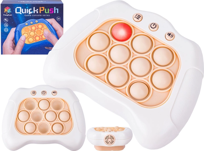 Joc electronic antistres Pop It cu bule reliefate, lumini și sunete – alb - 1 bucată