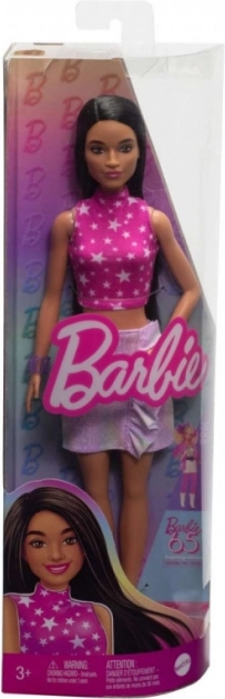 Păpușa Barbie Fashionistas cu top roz cu stele