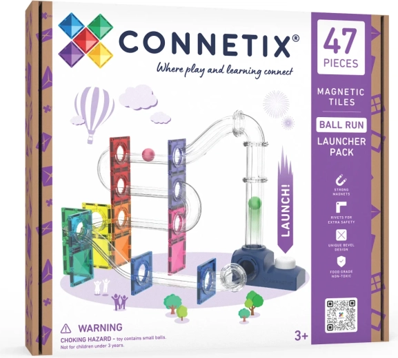 Connetix pistă pentru bile cu lansator, 47 de piese