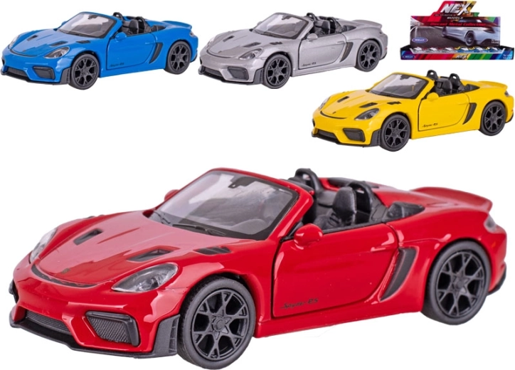 Model de mașină metalic Welly Porsche 718 Spyder RS cu mecanism pull-back 12 cm