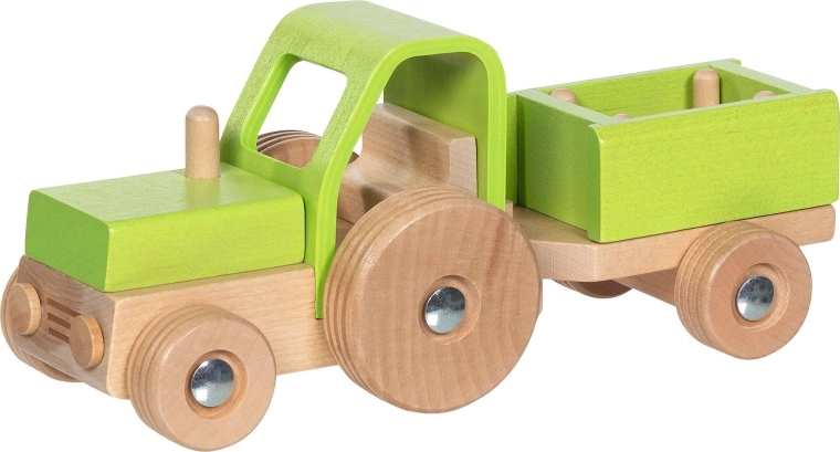 Tractor din lemn cu remorcă Goki