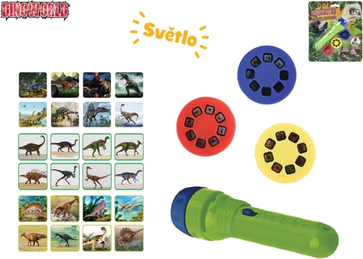 Lanternă proiector Dinoworld cu dinozauri, 24 imagini