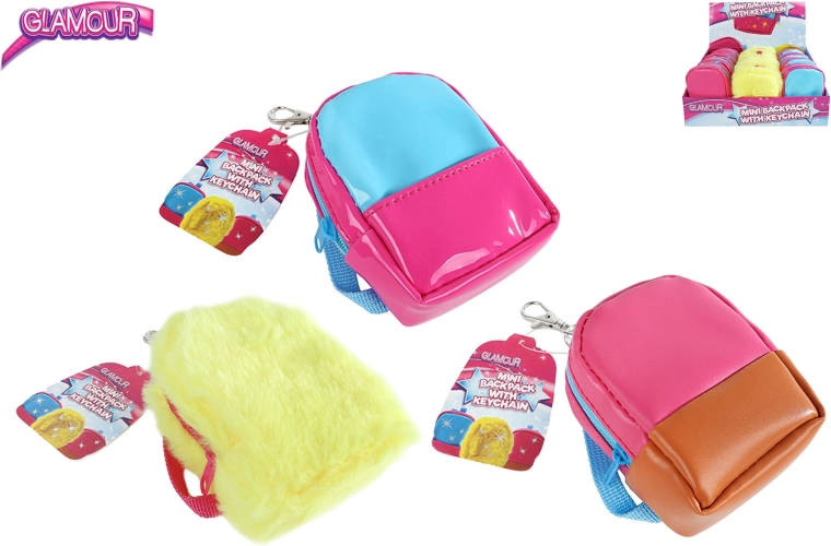 Mini rucsac Glamour cu breloc pentru chei, 10 cm