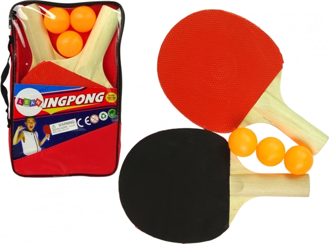 Palete de lemn pentru ping-pong cu trei mingi și husă