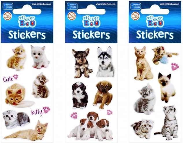 StickerBoo autocolante cu cățeluși și pisoi (3 variante) - 1 bucată