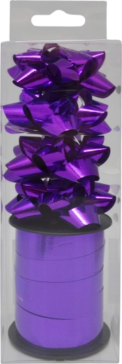 Set de funde și panglică pentru cadouri, mov, 4 buc + panglică 10 m