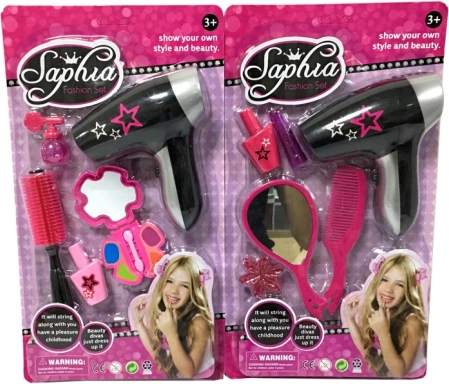 Set cosmetic pentru copii cu uscător – joc de coafor și machiaj