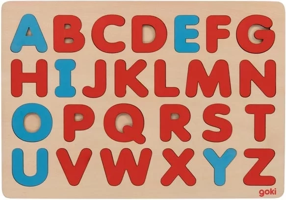 Goki puzzle din lemn alfabet inspirat Montessori