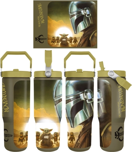 Cană de călătorie Star Wars Mandalorian și Grogu Sunset cu bretea