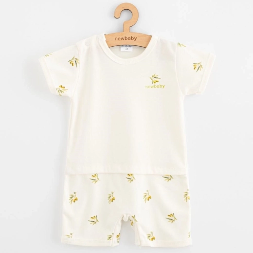 Salopetă de vară pentru bebeluși din bumbac organic New Baby Măsline 80 (9–12 luni)
