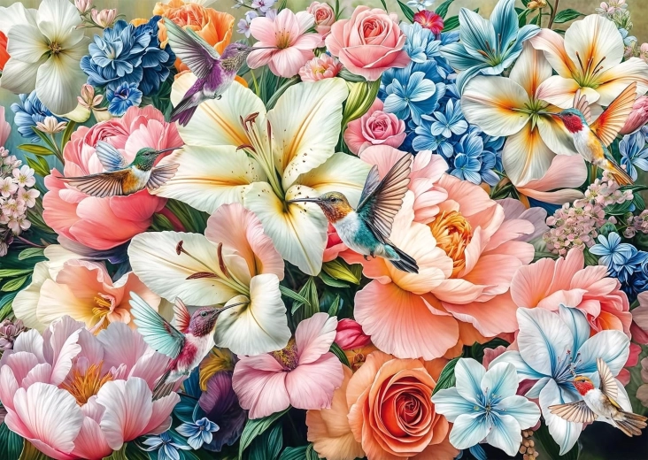Puzzle Flori în culori pastel 1000 piese SCHMIDT