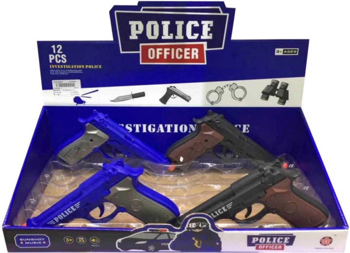 Revolver de poliție din plastic cu sunet 20 cm pe baterii - 1 bucată