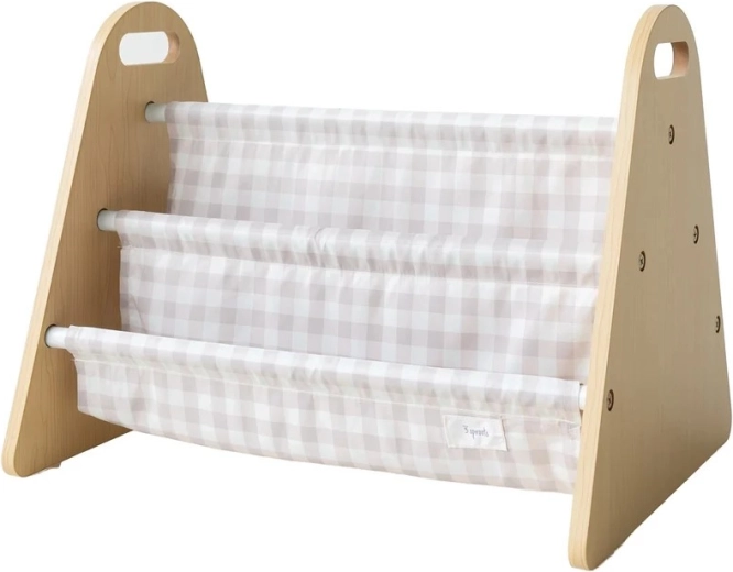 3 Sprouts suport reversibil pentru cărți pentru copii gingham bej