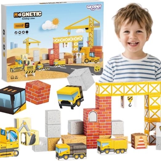 Woopie cuburi magnetice de construcție Șantier 49 buc.